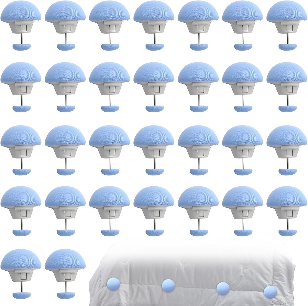 Dekbedovertrekhouders - Bedclips Lakens - Vastzetten Dekbed - Robuust Ontwerp - 30 Stuks - Blauw