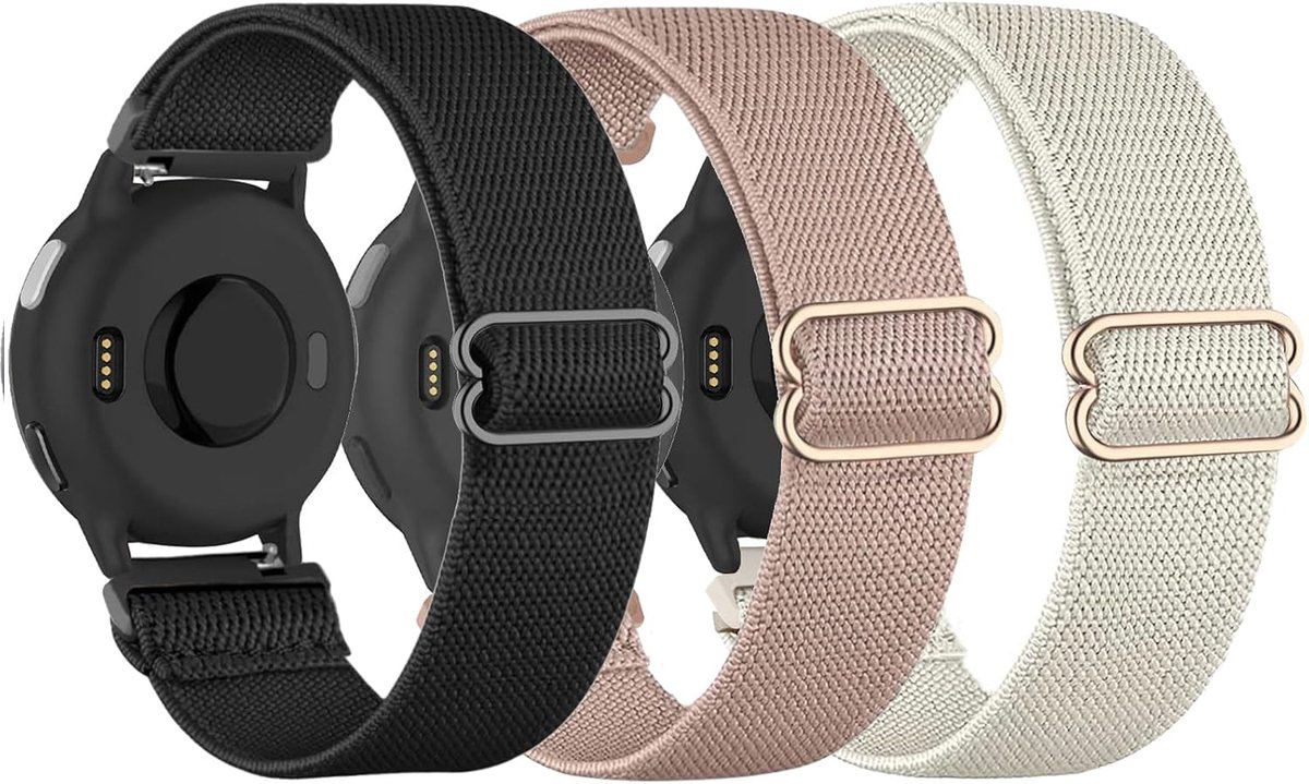 Elastische Nylon Armbanden - Rekbare Horlogeband - Smartwatch Gebruik - 3 Stuks Set - 20 mm Breed