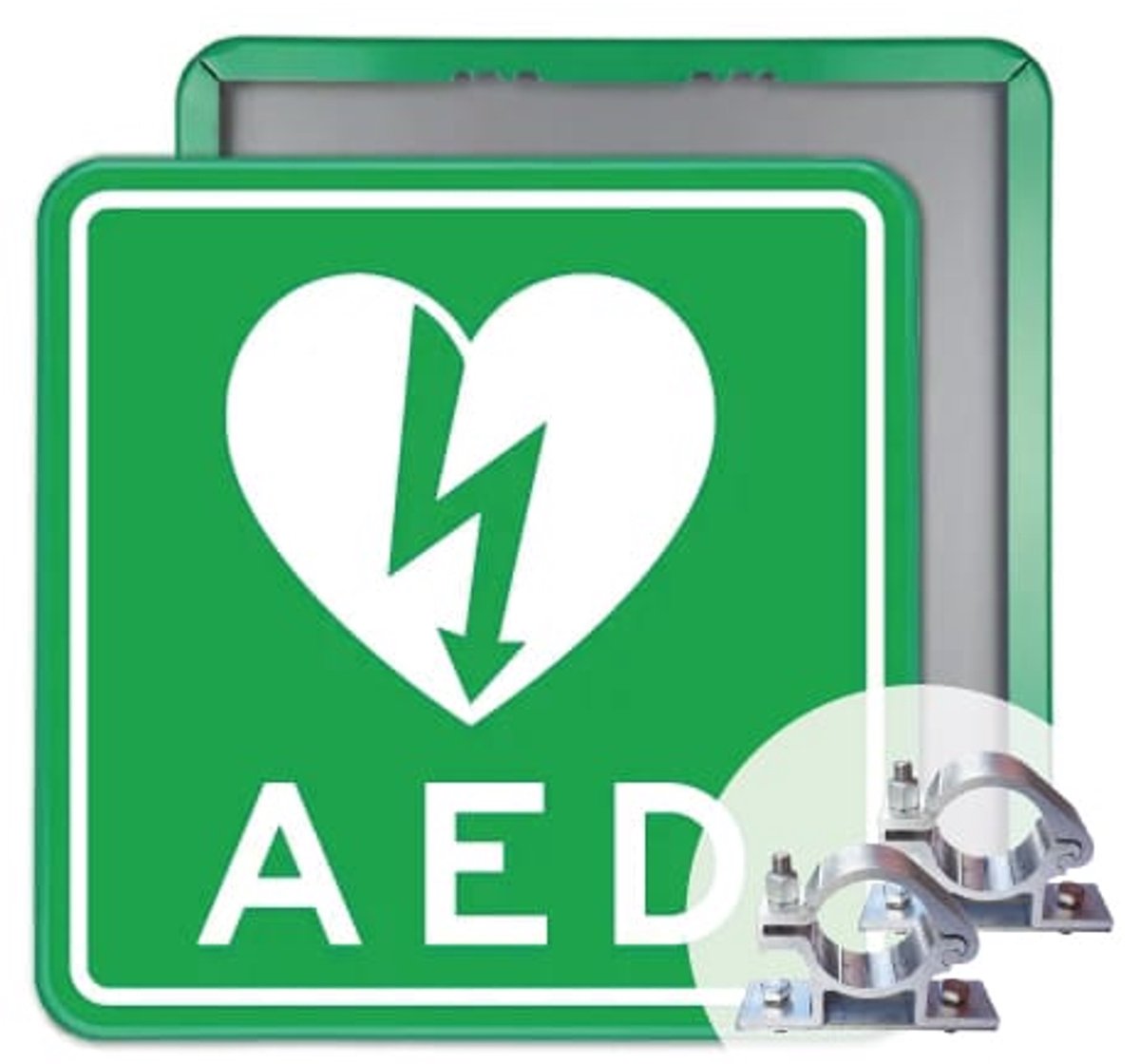 AED II bord 40x40 cm - Bevestiging: Met paalbeugels Ø48mm