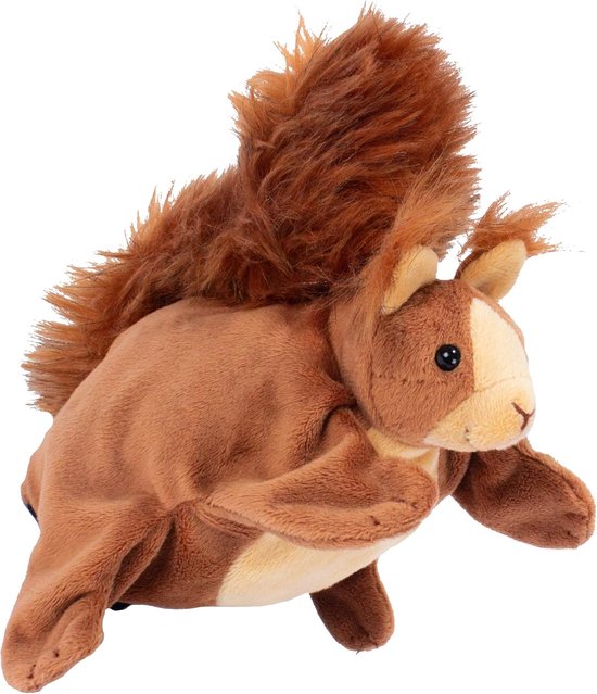 Handpop Eekhoorn - Knuffelpop Dier - Rollenspel Educatie - Zacht Katoen Materiaal - 13 x 20.5 x 22.5 cm — afbeelding 2