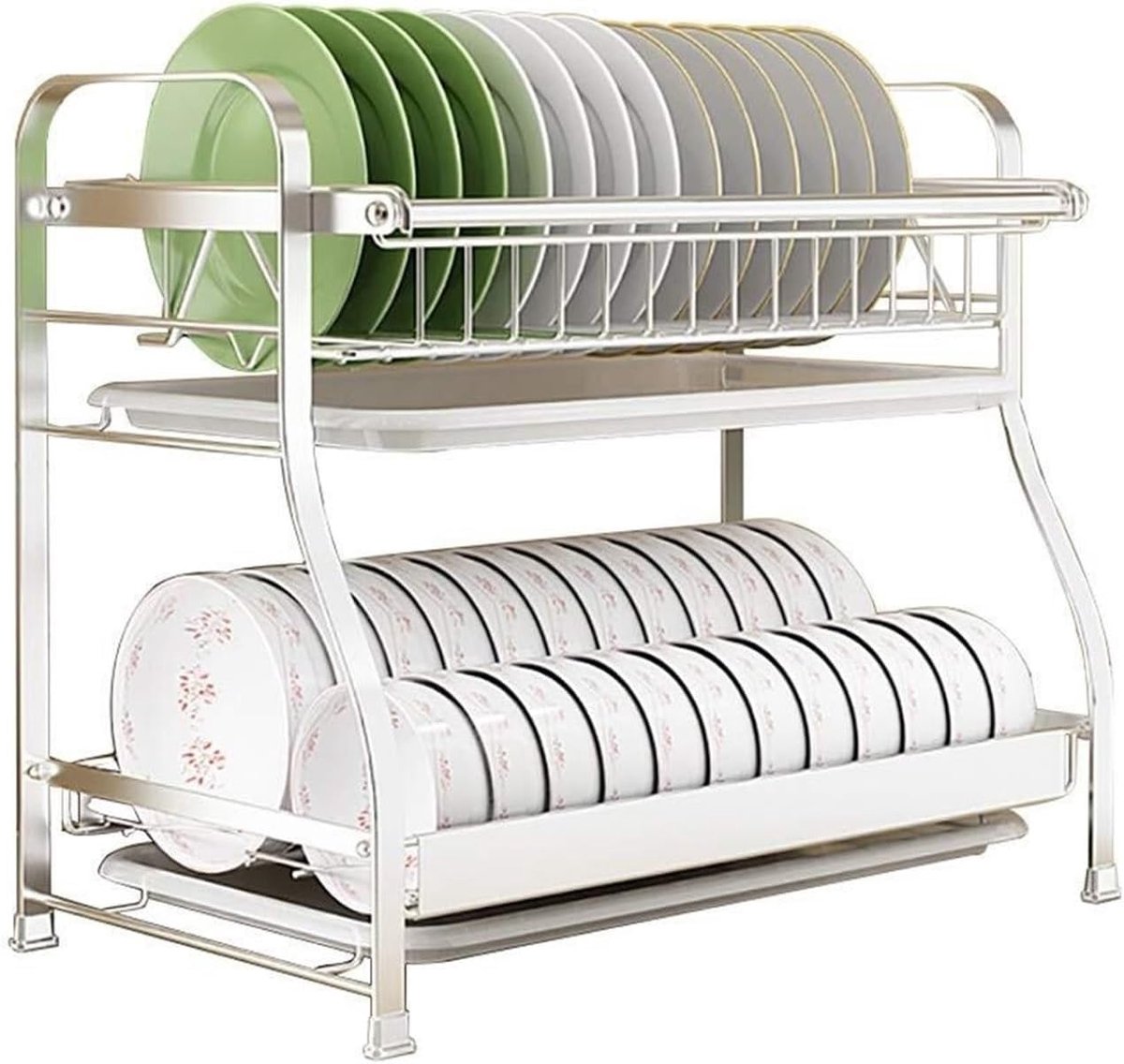 Afdruiprek Vaatrek - Keuken Organizer - Vaat Drogen - Dubbele Laag - 54x30x46cm - Zwart