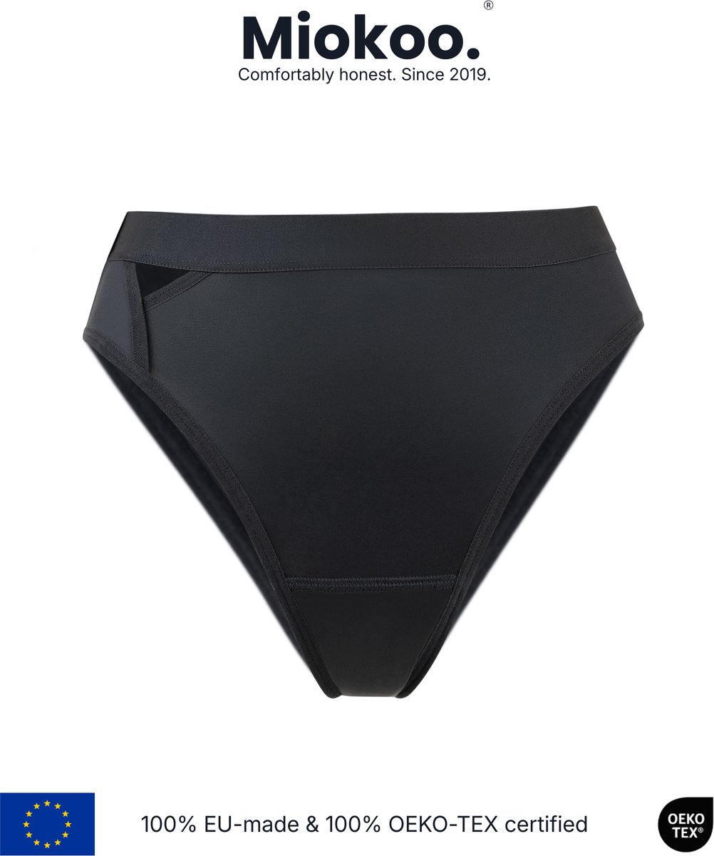 Miokoo® GRACE hoge taille Elegant Zwart – Tijdloos Comfort & Blijvende Kwaliteit – 100% EU-gemaakt - Oeko-Tex® Gecertificeerd (cert: 25.04.090) – XXS tot 3XL – sneldrogend, zacht als een 2e huid ook de elastieken