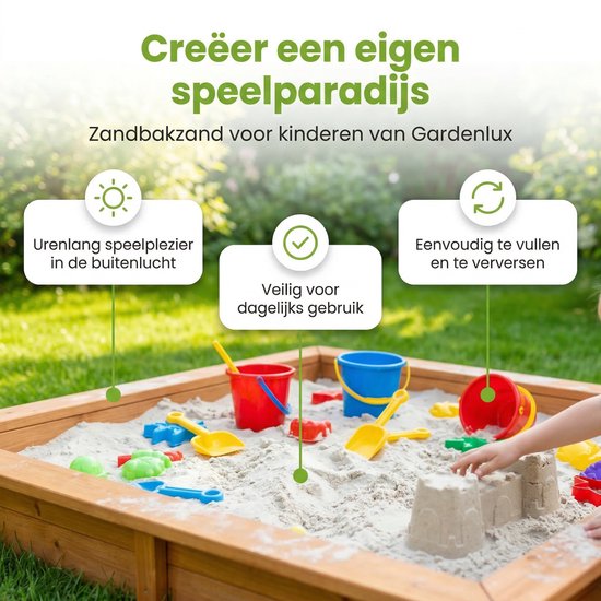 Gardenlux - Speelzand - Zandbakzand voor Kinderen - Gecertificeerd - 4 x 20 kg