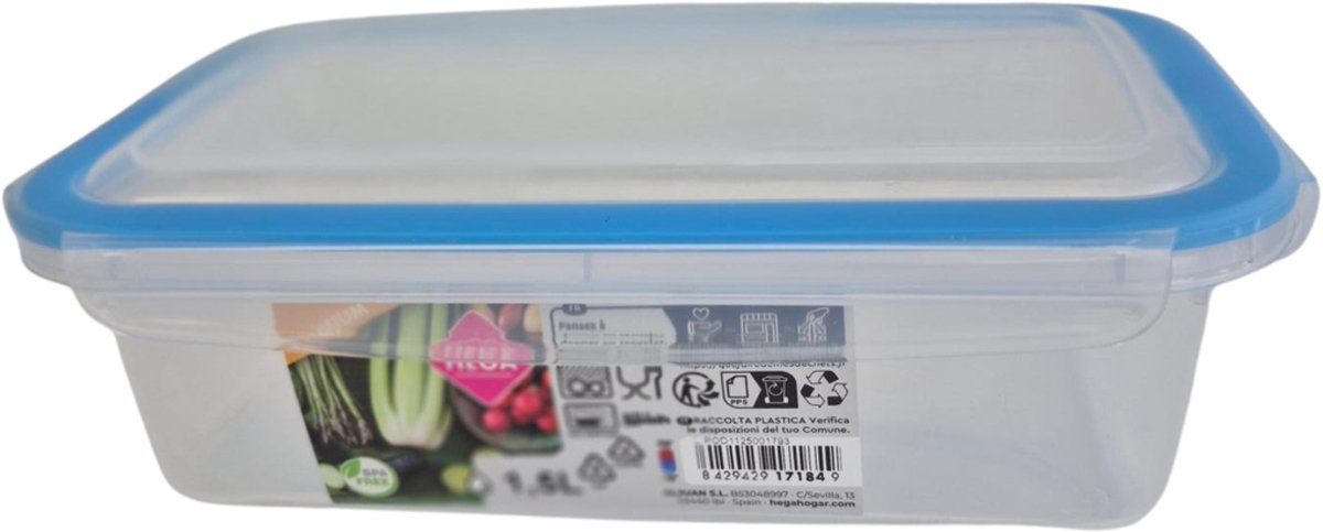 1x Voorraad/vershoudbakje 1,5 liter transparant/groen plastic/kunststof - Kiev - Luchtdicht/hermetisch afgesloten vershouddoos bakje - Mealprep - Maaltijden bewaren