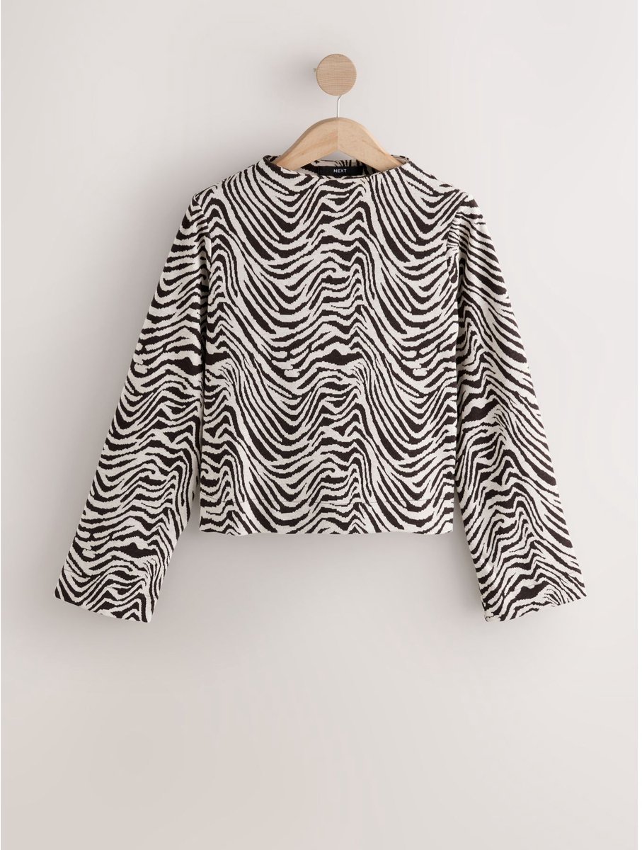 Next - Dames - Jacquard High Neck Long Sleeve Top - Bruin