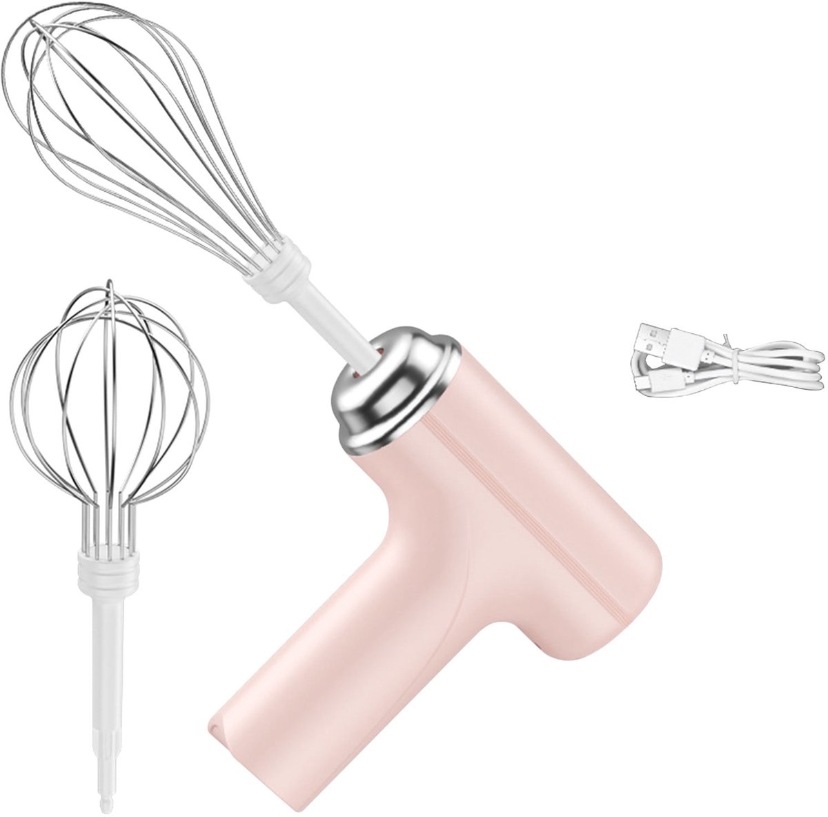 Elektrische handmixer met drie snelheden, Geschikt voorzien van twee afneembare roestvrijstalen gardes, lichtgewicht keukenmixer Geschikt voor bakken, taarten, crèmes en deeg - Roze (185W)