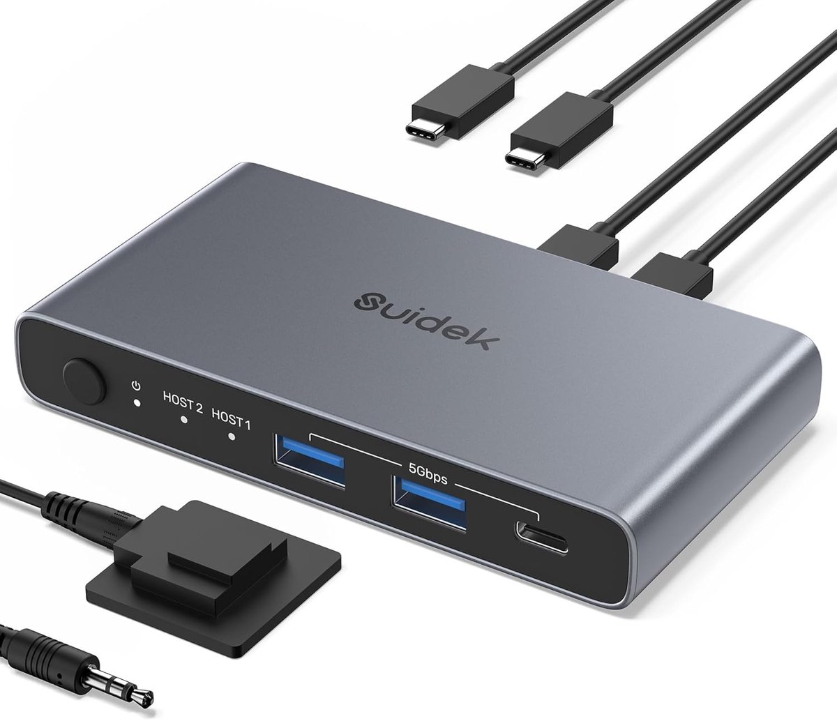 Dubbele USB-C Switch - KVM Switch - Twee PC's Delen - 4K@60Hz Ondersteuning - 113x6x17 cm