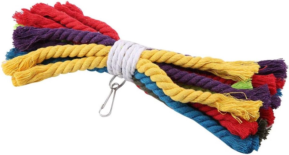 Vogel Speelgoed - Vogelkooi Accessoires - Vogel Verrijking - Veilig Katoen Touw - 13x12x3 cm - Multicolor