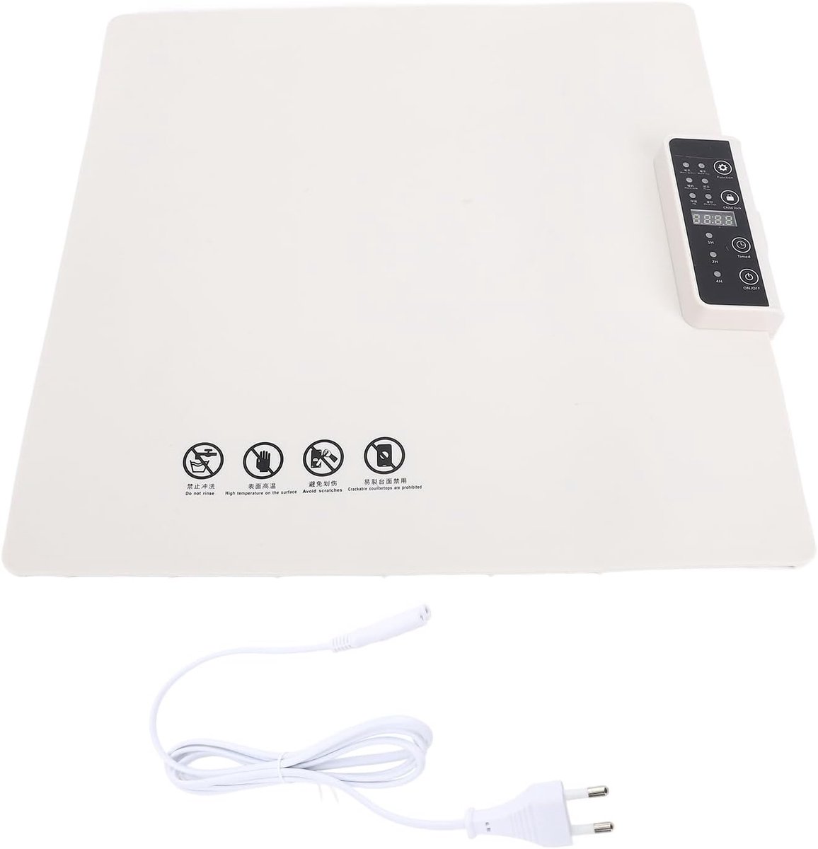 Elektrische Warmhoudplaat Verwarmingsmat Voedsel Eten Warm Houden 5 Temperatuurstanden 37x38cm Wit