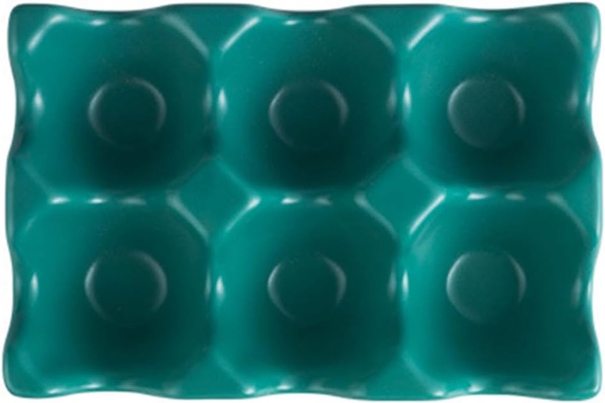 Eierplank Eierrek - Keuken Servies - Eieren Bewaren - Keramisch Materiaal - 17x15x9 cm - Groen