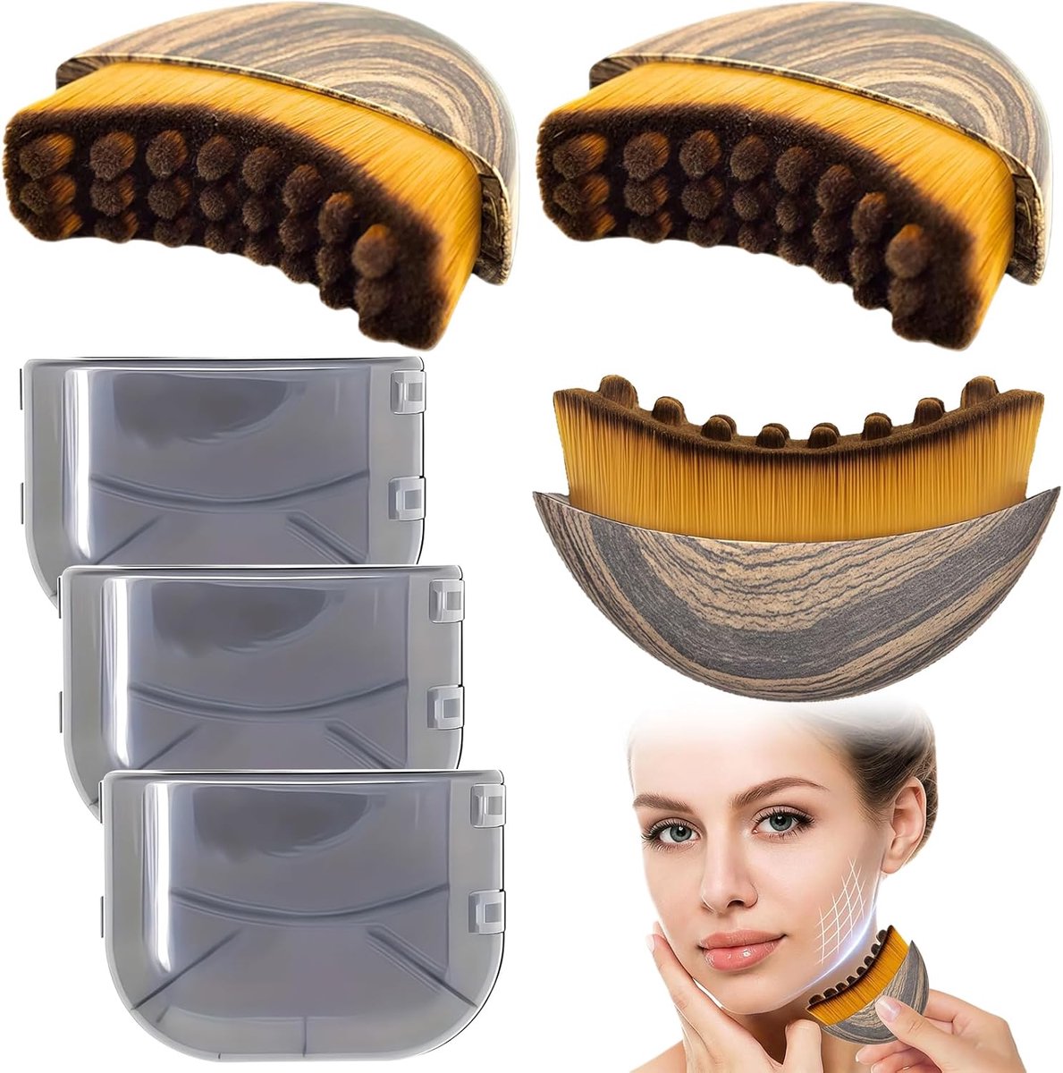 Gezichtsborstel - Lymfedrainage Borstel - Gezichtscontouring Massage - Ergonomische Vorm - 10 x 5 x 1 cm