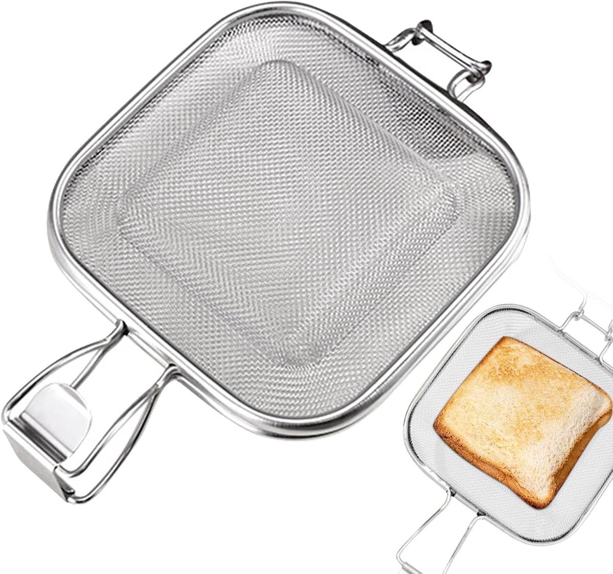 Sandwichmaker Pers - Panini Vorm - Brood Roosteren - Roestvrij Staal - 26.5 x 16 cm - Rood
