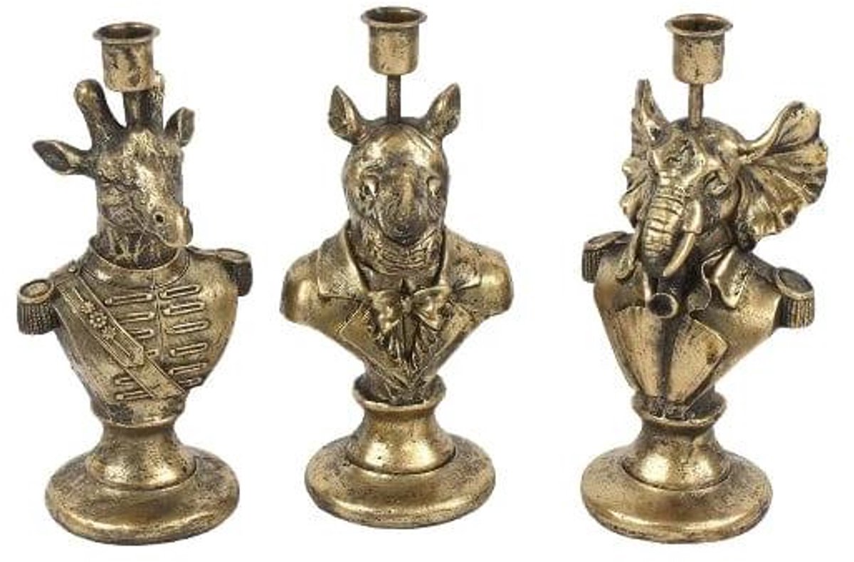 Kaarsenhouder Generaal goud - 3 stuks- 23,5 cm Hoog - Werner Voss
