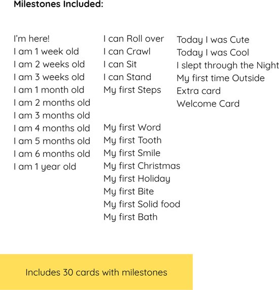 30 Baby Milestone Photo Cards - for Baby's first year - Happy Baby Animal theme - unisex Babyshower gift - A6 size — afbeelding 3