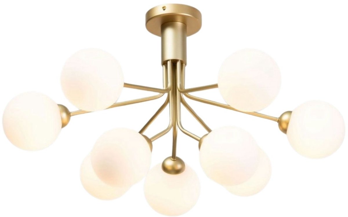 Kosilum - Audrey - Lamp - Wit en goud - Metaal en glas