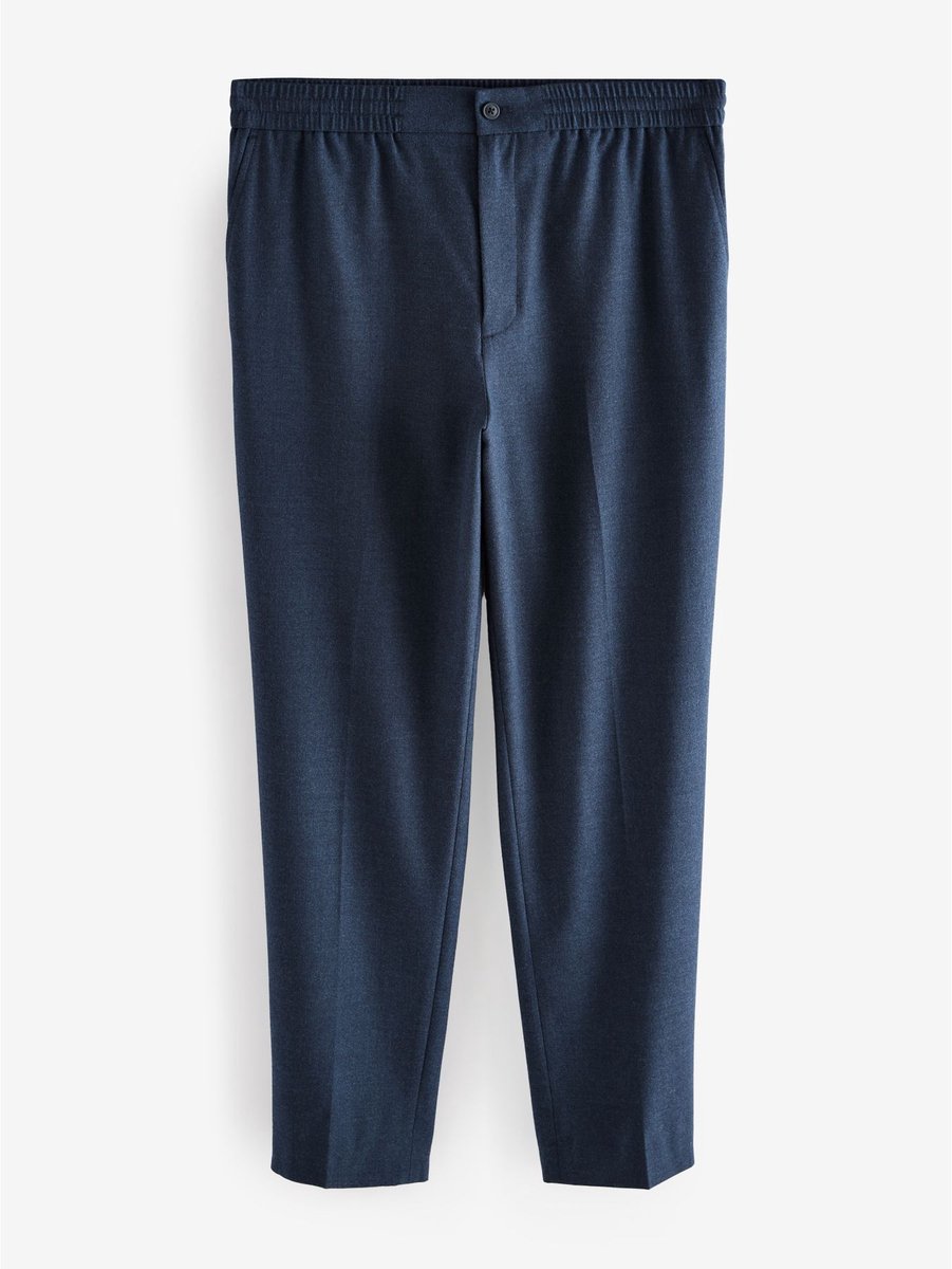 Next - Heren - Formele broek met elastische tailleband en rijke textuur van wol - Blauw