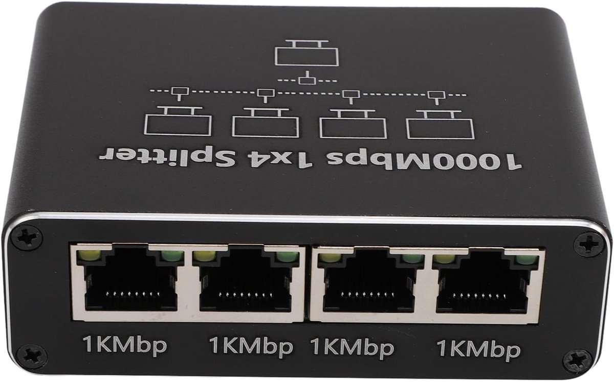 Ethernet Splitter - Netwerk Switch - Internet Verdelen - Aluminium Legering - 1000Mbps Snelheid