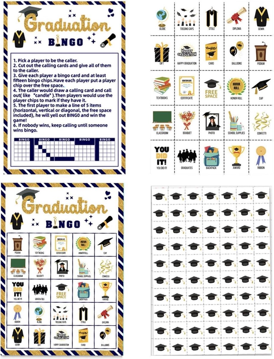 Afstuderen Bingo Kaarten - Feestspel Spelletjes - Feestelijke Vieringen - Voor 24 Spelers - 12.7 x 17.8 cm