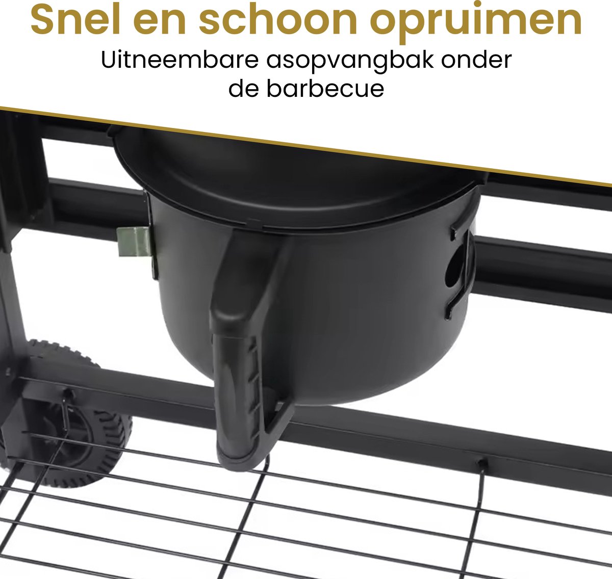 Alora Houtskool Barbecue - Inclusief Spatelset - Geïntegreerde Thermometer, Warmhoudrek, Asopvangbak & Zijtafel - BBQ op Wielen - met Deksel - Zwart – foto 8