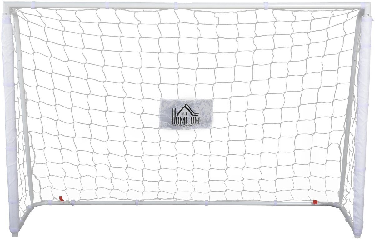 Bregico Voetbaldoel - Goal - Voetbalgoal - Metalen Voetbalframe - Metaal - Met Net - 186X62X123 Cm - Wit