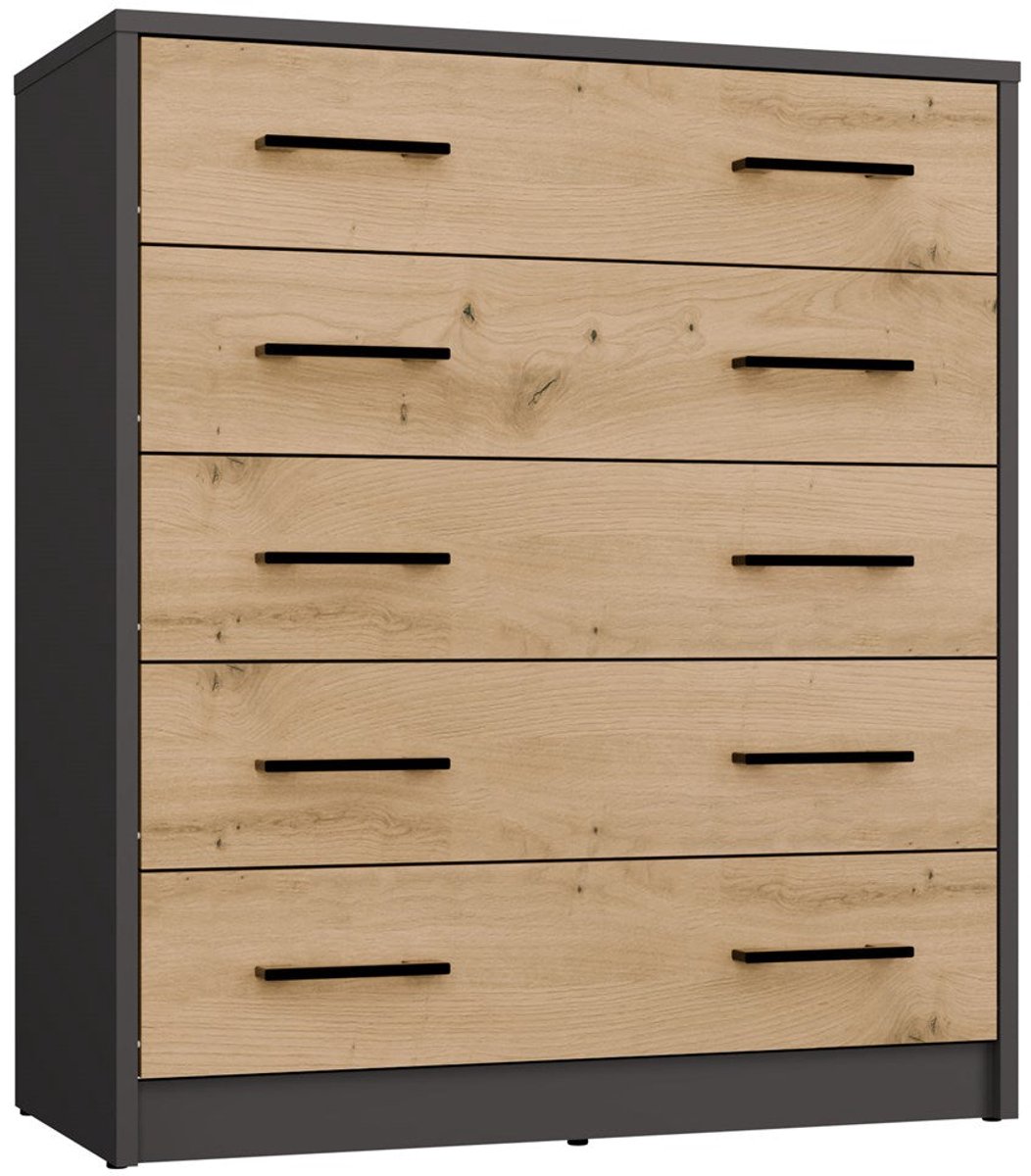 Schoenenkast ALEX – Modern design met 5 deuren en zwart kunststof handgrepen | Antraciet & Artisan