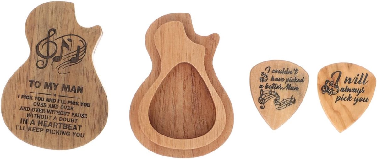 Plectrum Opbergdoos - Pick Houder - Gitaar Accessoires - Compact Ontwerp - 6.5x4.7cm - Houtkleur