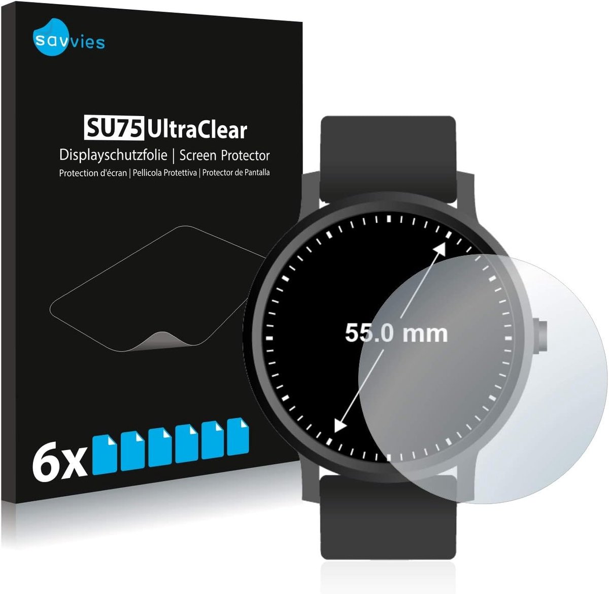 Schermbeschermers - Display folie - Horloge bescherming - Made in Germany - Ø 55 mm - Transparant