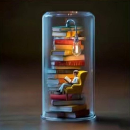 Leeslamp Beeldje - Boekenliefhebber Decoratie - Gezellig Lezen - Miniatuur Boekenkast - 8x8x12 cm - Diverse Kleuren — afbeelding 3