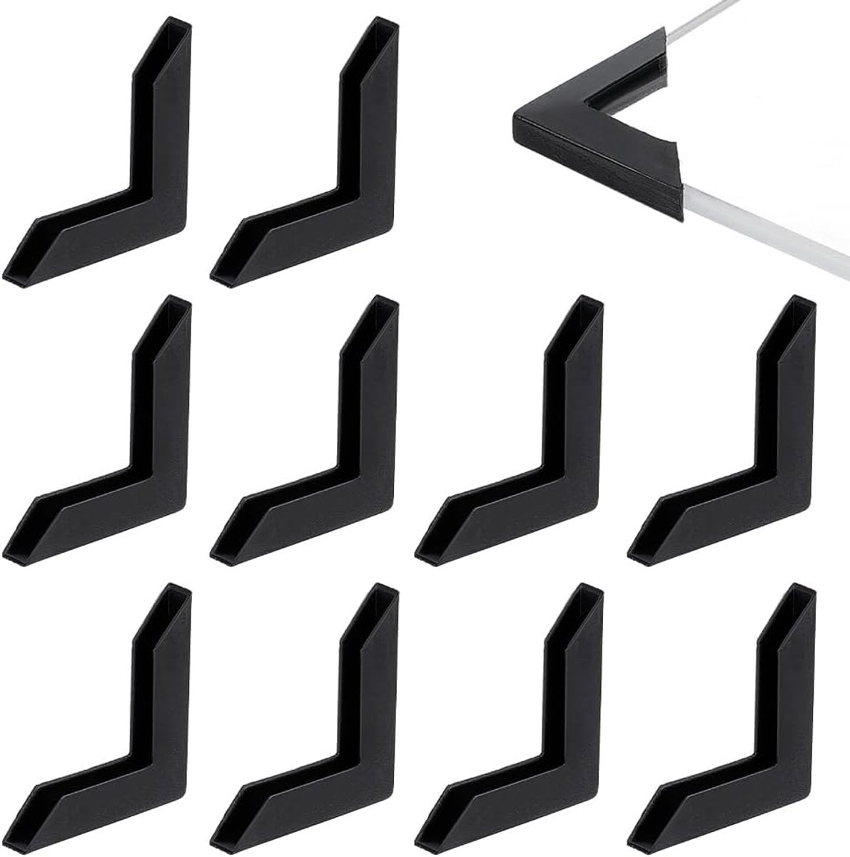 Allecto - Hoekbescherming - Kunststof - Zwart - Fotolijsten - Spiegels - Keramiek - Geschikt voor Glazen Meubels - Transportbescherming - Beschermhoeken voor Meubelen en Decoratie - 100 stuks