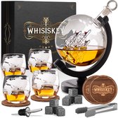 Carafe Whiskey Whisiskey - Mondial - Set Carafe Whisky Luxe - 0,9 L - Carafe à décanter - Set Whiskey - Incl. 8 Pierres Whiskey, 4 Verres Whiskey & Accessoires Supplémentaires