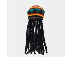1 bonnet Rasta avec dreadlocks noires