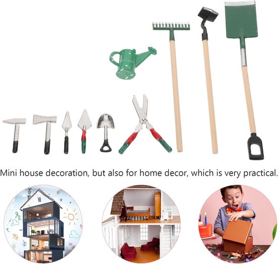 Miniatuur Tuinset - Kleine Tuin Tools - Poppenhuis Decoratie - Realistische Details - 10.5 cm - Diverse Kleuren — afbeelding 5