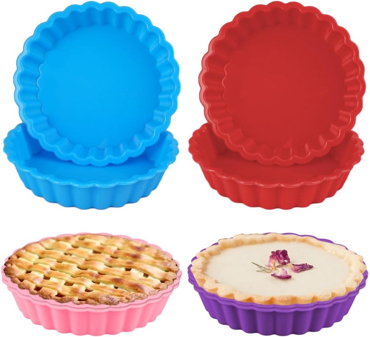 Mini Siliconen Taartbodemvorm - 11 cm Anti-aanbak Taartvorm voor Fruitcake en Quiche