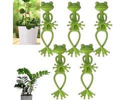 5 Stuks Plantenstandaard voor Binnen en Buiten - Klimplantensteun met Schaduwvormende Kikkerdesign - Decoratieve Bloempotsteun voor Klimplanten - Groene Plantenklem voor Tuin en Balkon - Geschikt voor Klimrozen, Passifloren en Andere Klimplanten
