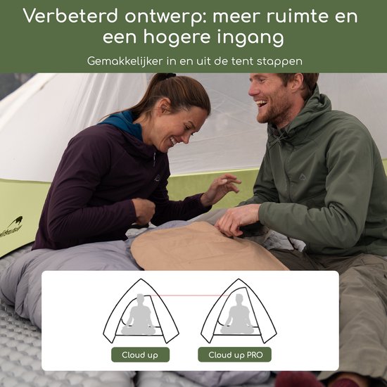 Naturehike Cloud Up 3 PRO - 3 persoons lichtgewicht tent - Waterdichte kampeertent - 20D 3000MM - Inclusief grondzeil - Outdoor trekking koepeltent - Groen — afbeelding 5
