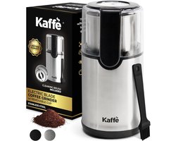 Kaffe Elektrische koffiemolen met afneembare beker, roestvrij staal, reinigingsborstel inbegrepen, espressomolen voor thuisgebruik, zilver