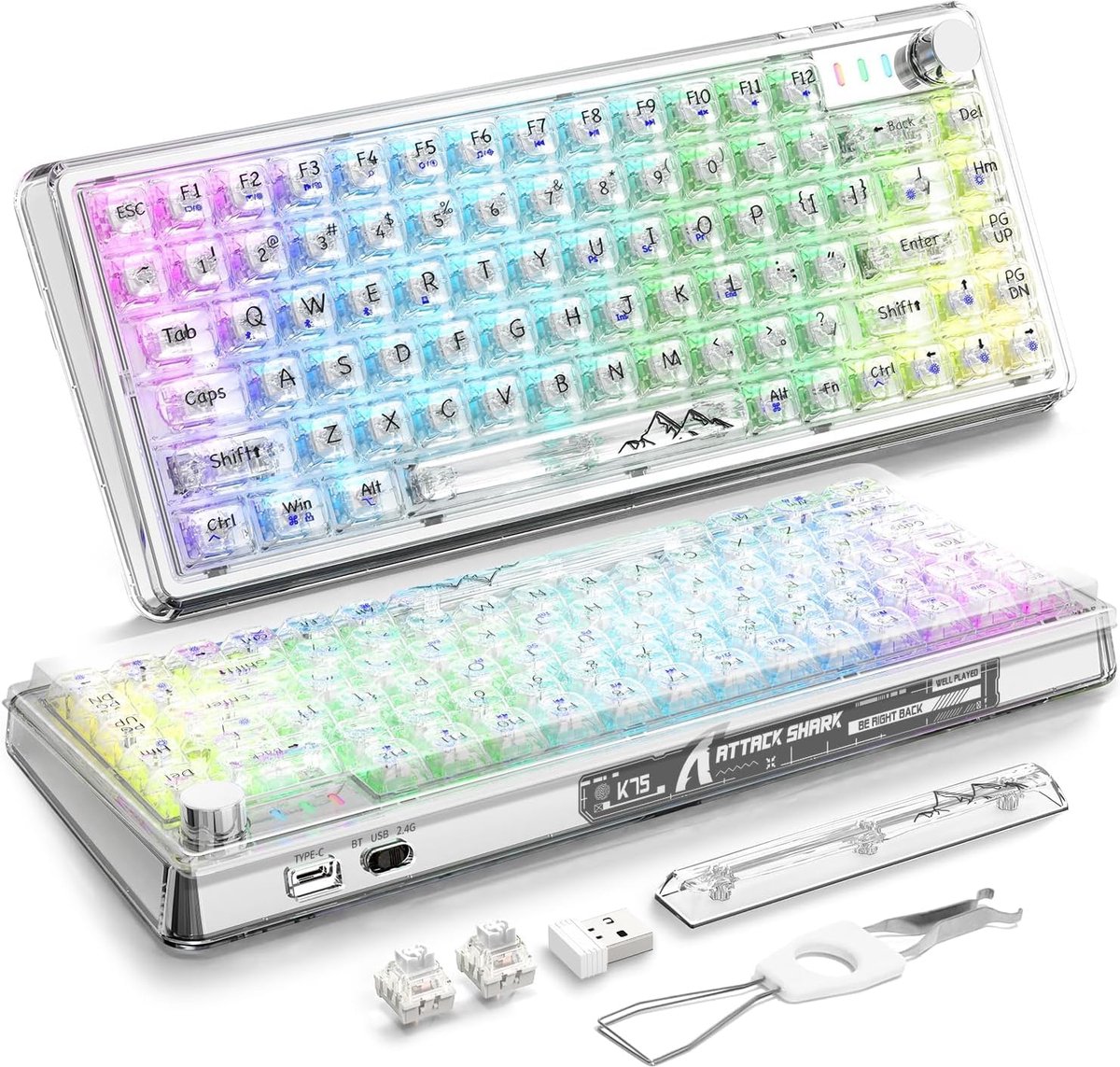 75% Mechanisch Toetsenbord met Hot-Swappable Toetsen, RGB en Multiplatform Ondersteuning