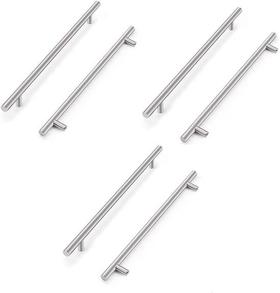 6 Packs Keuken Kast Handgrepen - Geborsteld RVS T-Bar Deurgrepen | bol