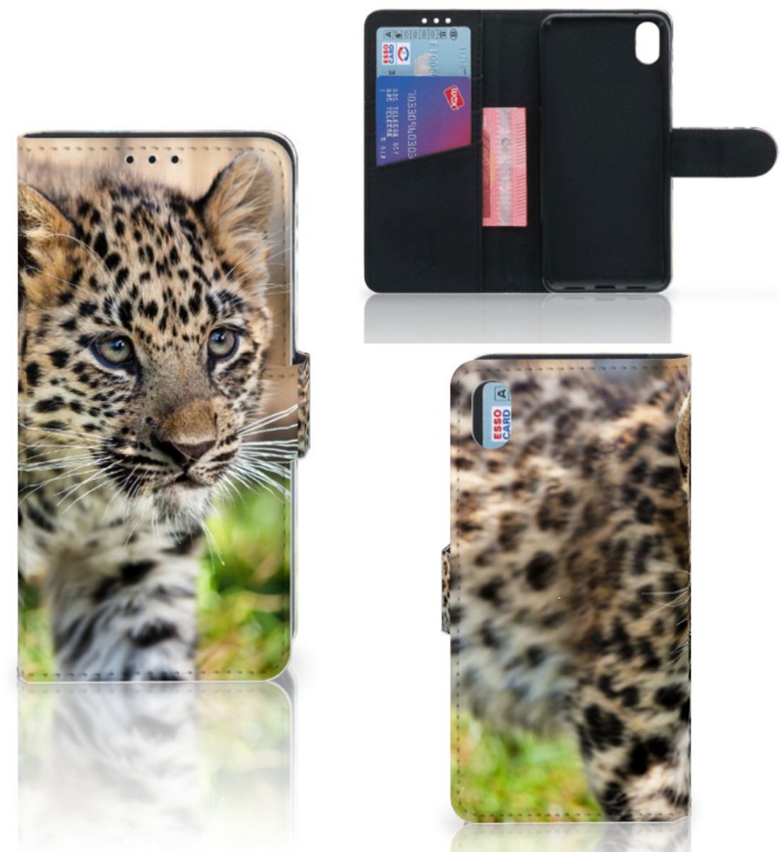 Xiaomi Redmi 7A Telefoonhoesje met Pasjes Baby Luipaard
