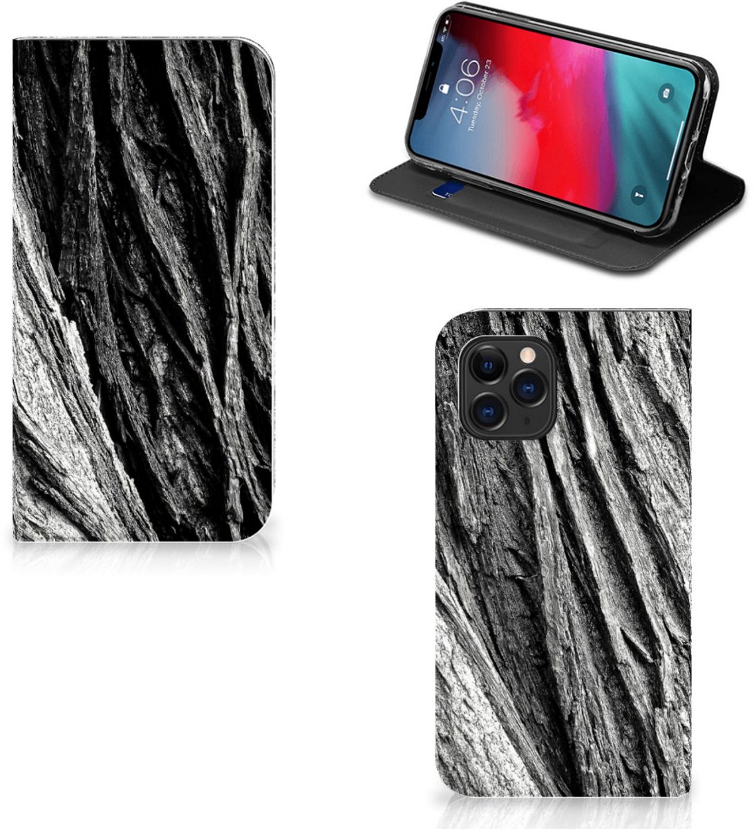Book Wallet Case Apple iPhone 11 Pro Boomschors Grijs