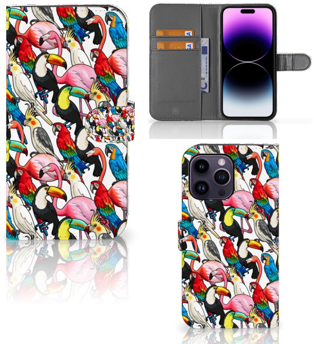 iPhone 15 Pro Max Telefoonhoesje met Pasjes Birds