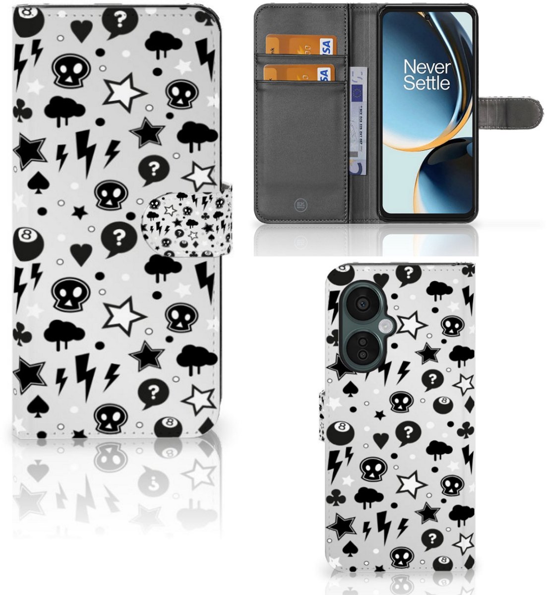 Boekhoesje voor Telefoonhoesje met Naam OnePlus Nord CE 3 Lite Silver Punk