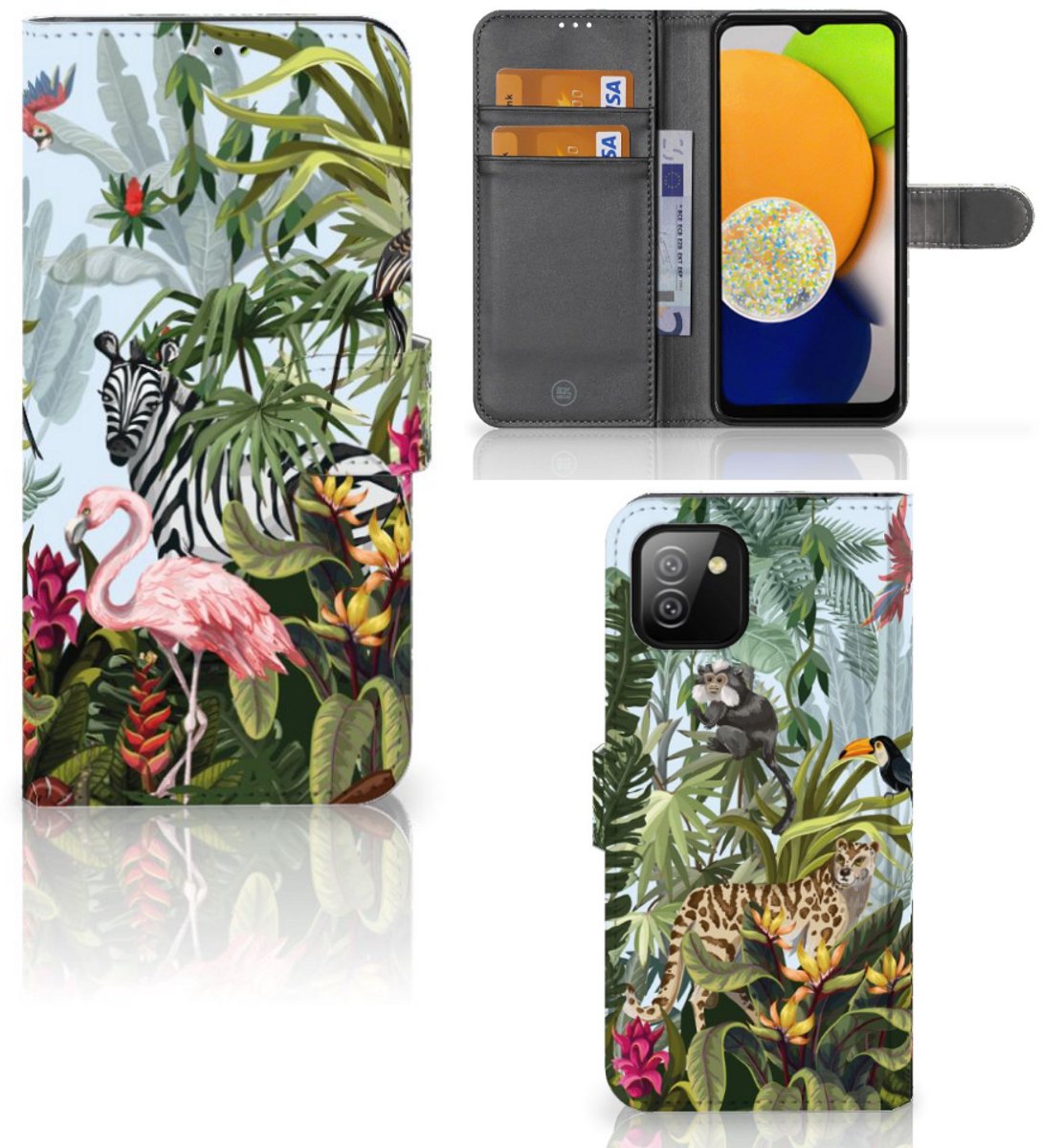 Telefoonhoesje met Pasjes voor Samsung Galaxy A03 Jungle