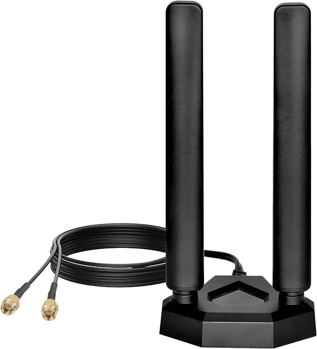 Tri Band WiFi 6E antenne 8dBi met magnetische voet - compatibel met WLAN-router, bluetooth en beveiligingscamera