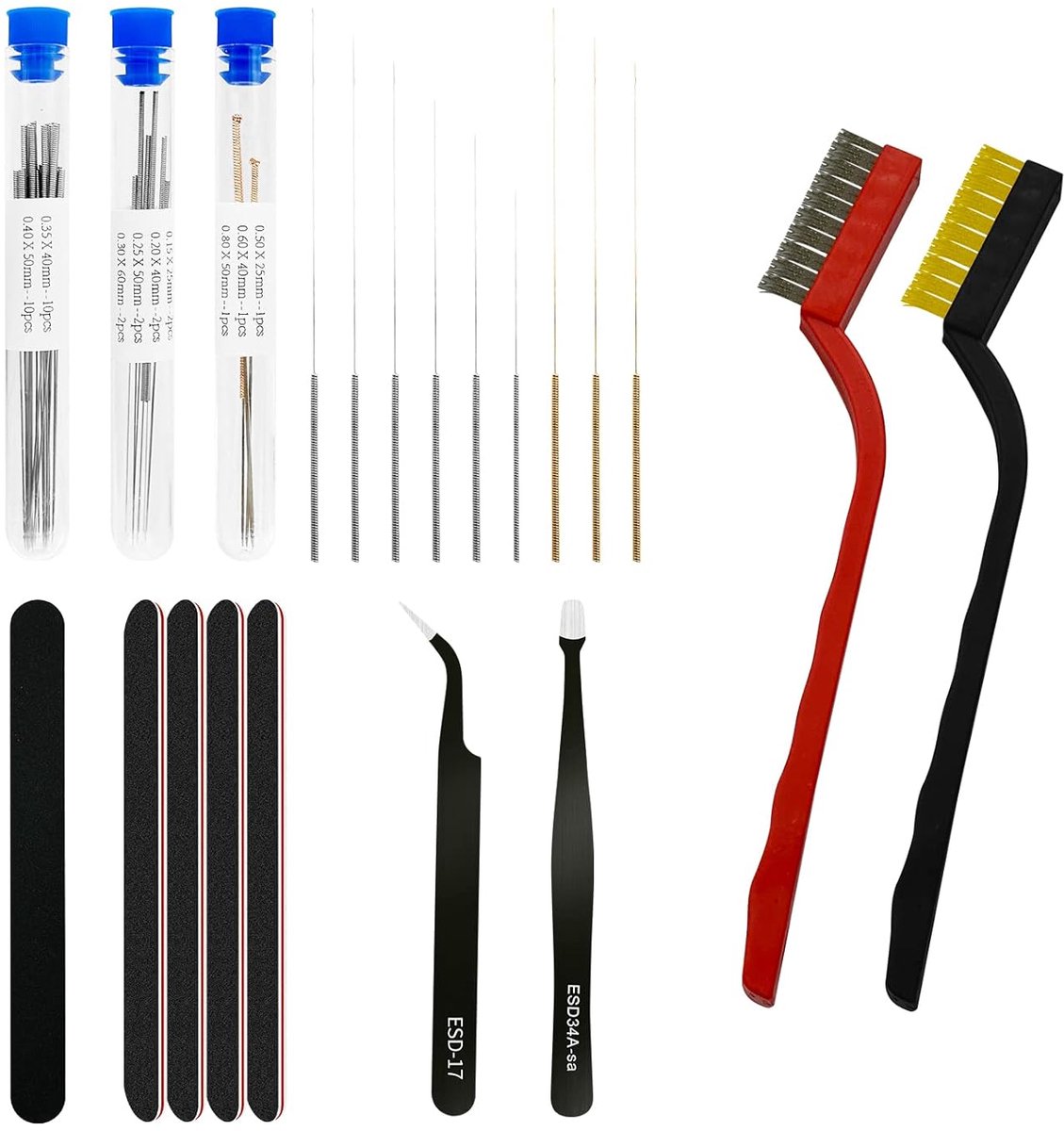 Mondstukreinigingsset voor 3D-printers - Gereedschapsset met 9 maten en 40 stuks