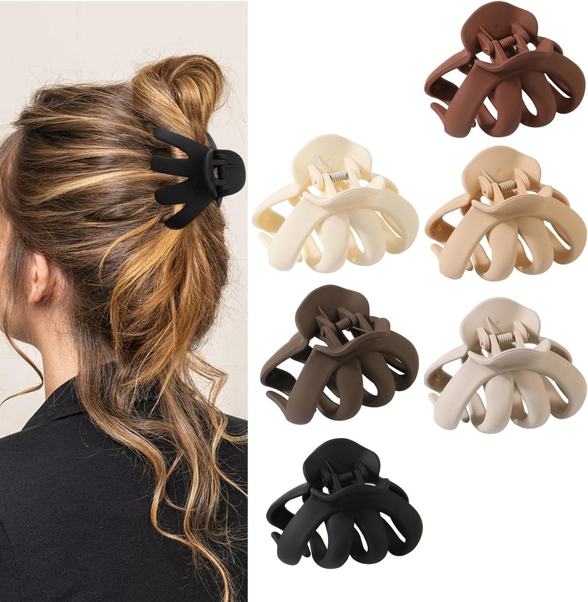 Grote Zwarte Haarklauwclips voor Meisjes en Vrouwen - Acryl Haaraccessoires