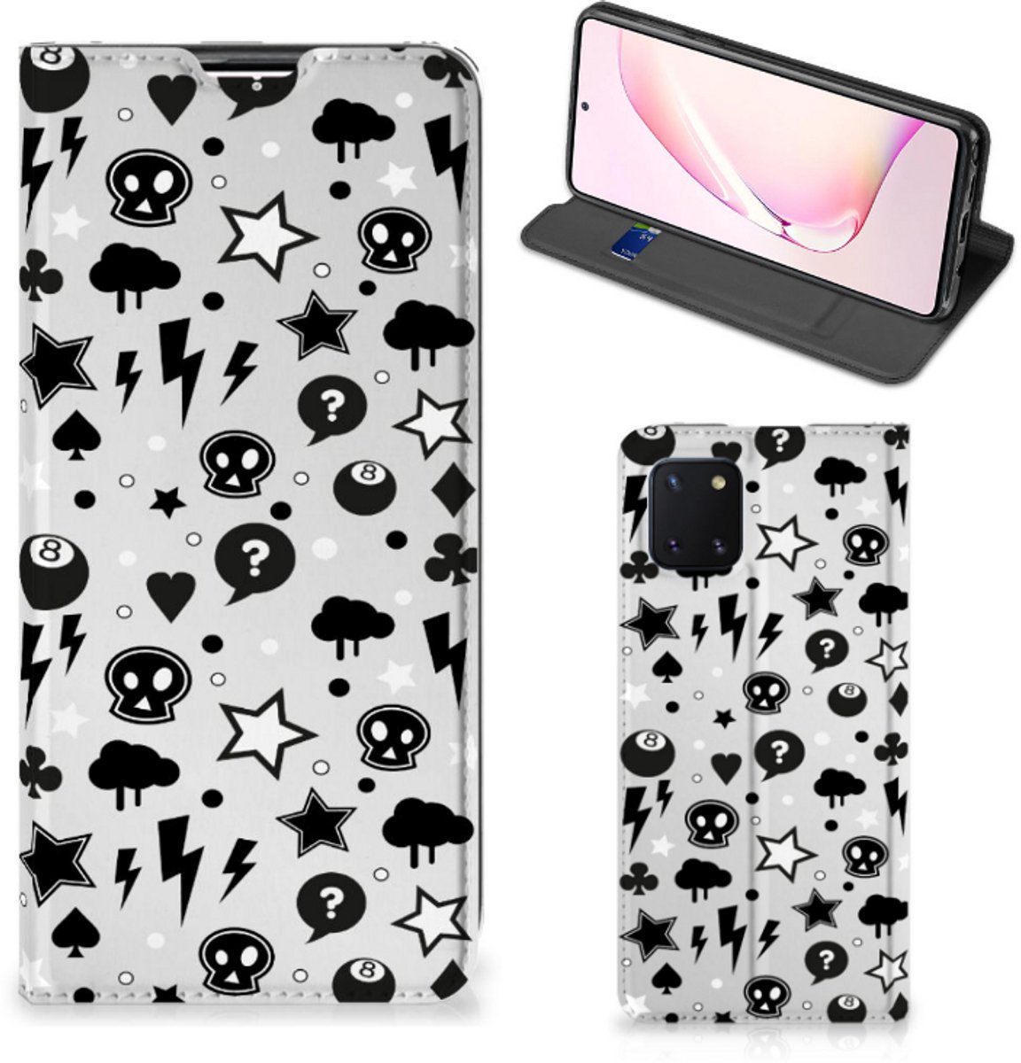 Mobiel BookCase Samsung Galaxy Note 10 Lite Silver Punk