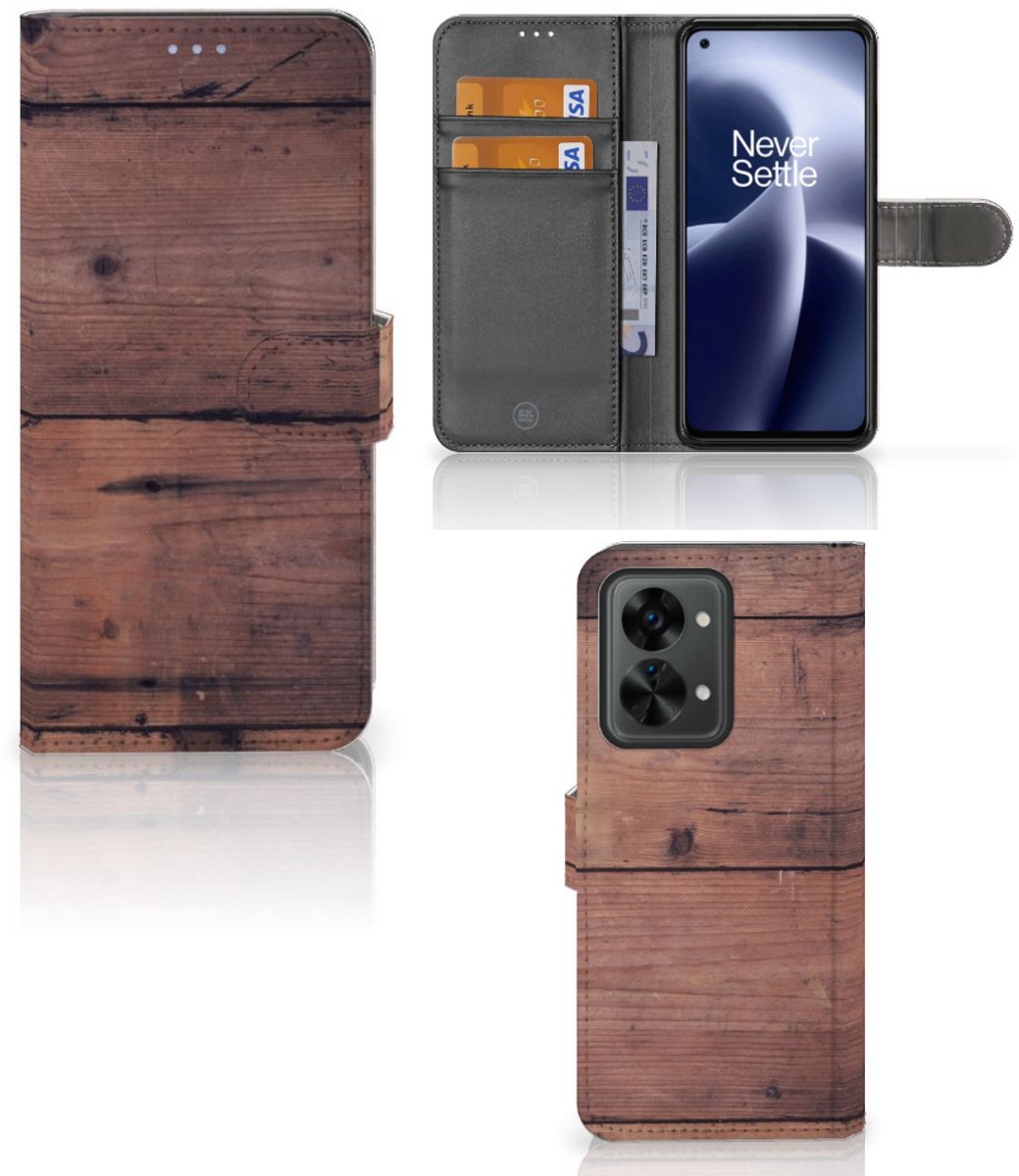 OnePlus Nord 2T Book Style Case Old Wood
