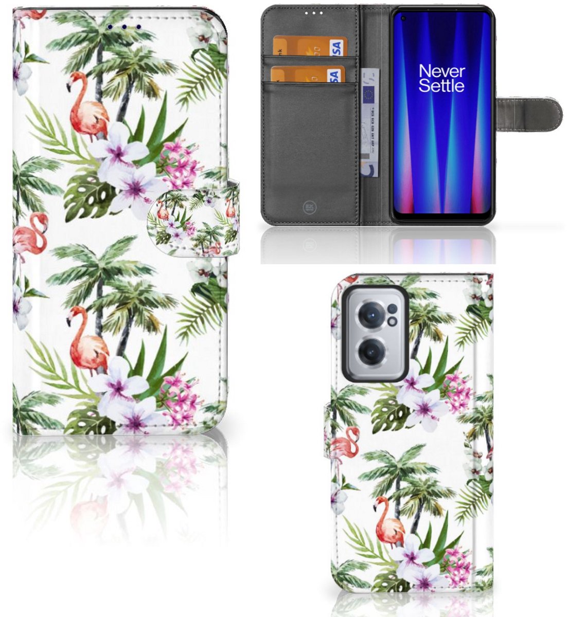 OnePlus Nord CE 2 Telefoonhoesje met Pasjes Flamingo Palms