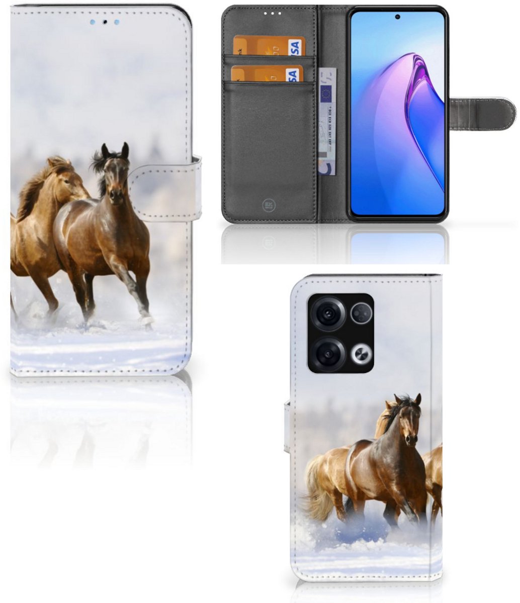 OPPO Reno8 Pro Telefoonhoesje met Pasjes Paarden